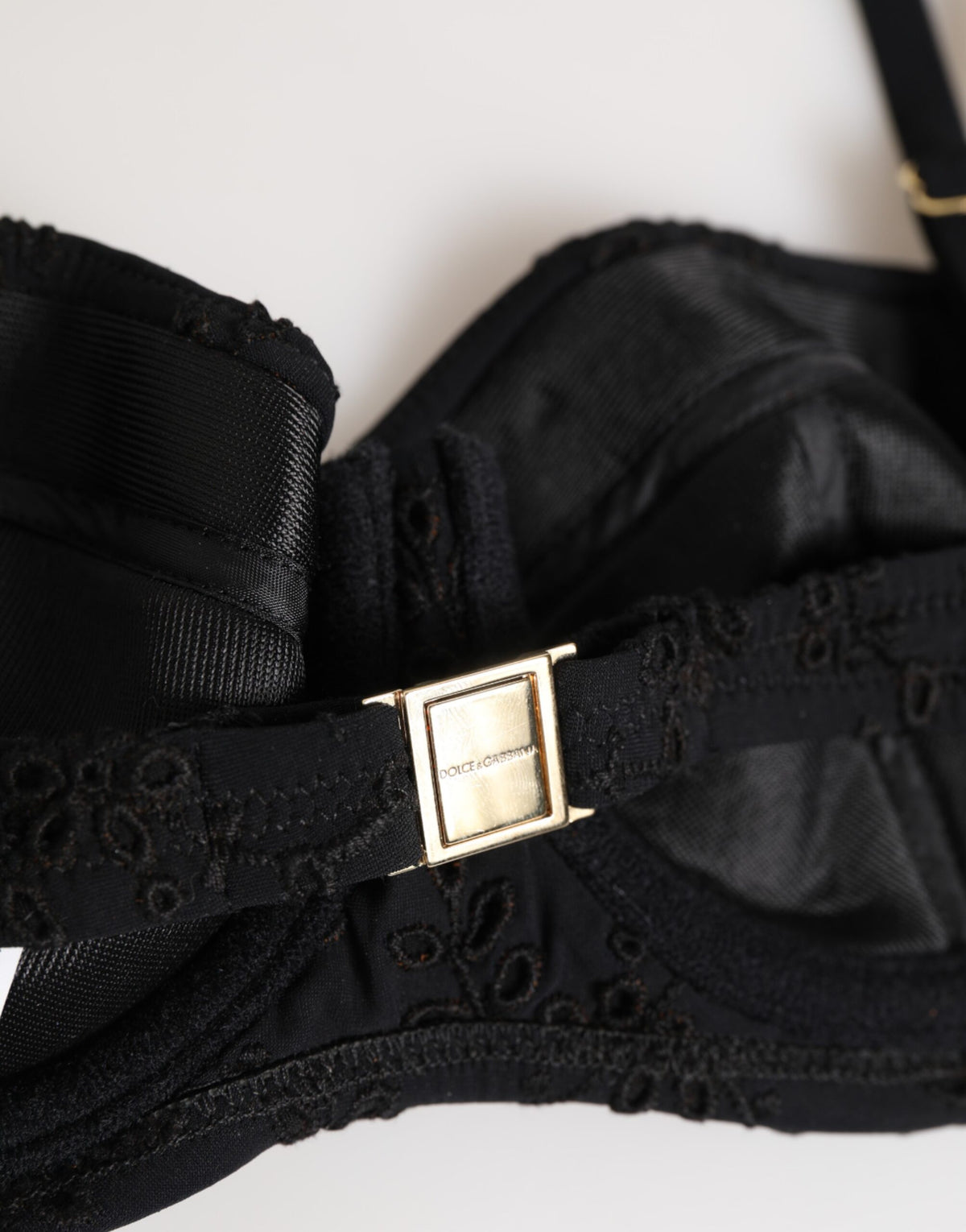 Dolce & Gabbana Black Polyester Embroidered Underwire Bra Underwear - Eljoys Fashion 