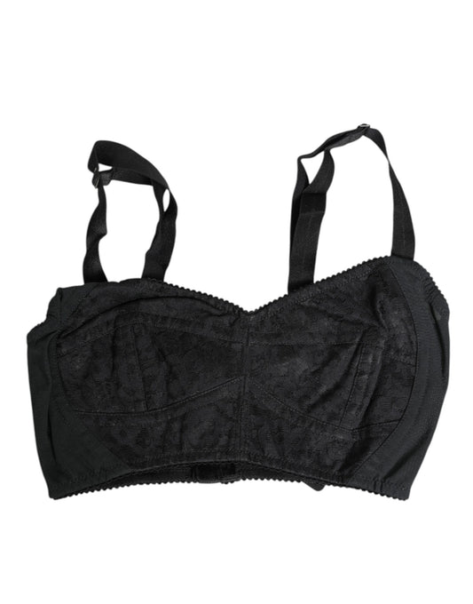 Dolce & Gabbana Black Stretch Nylon Bustier Bra Underwear Dolce & Gabbana