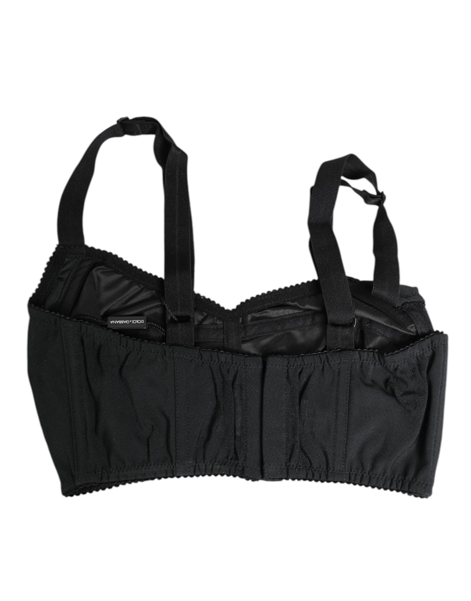 Dolce & Gabbana Black Stretch Nylon Bustier Bra Underwear Dolce & Gabbana