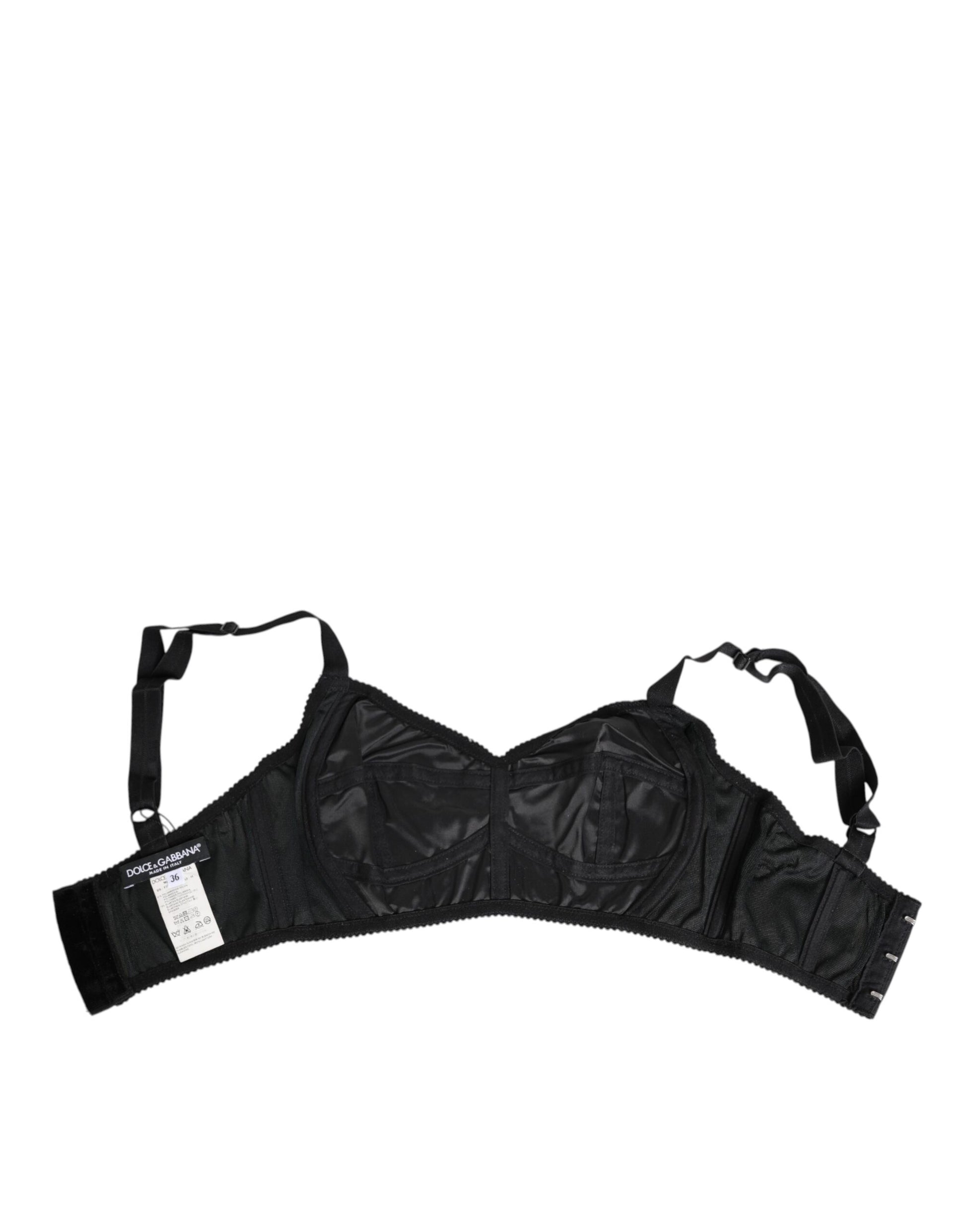 Dolce & Gabbana Black Stretch Nylon Bustier Bra Underwear Dolce & Gabbana