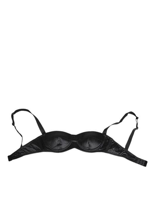 Dolce & Gabbana Black Silk Satin Wireless Lingerie Bra Underwear Dolce & Gabbana