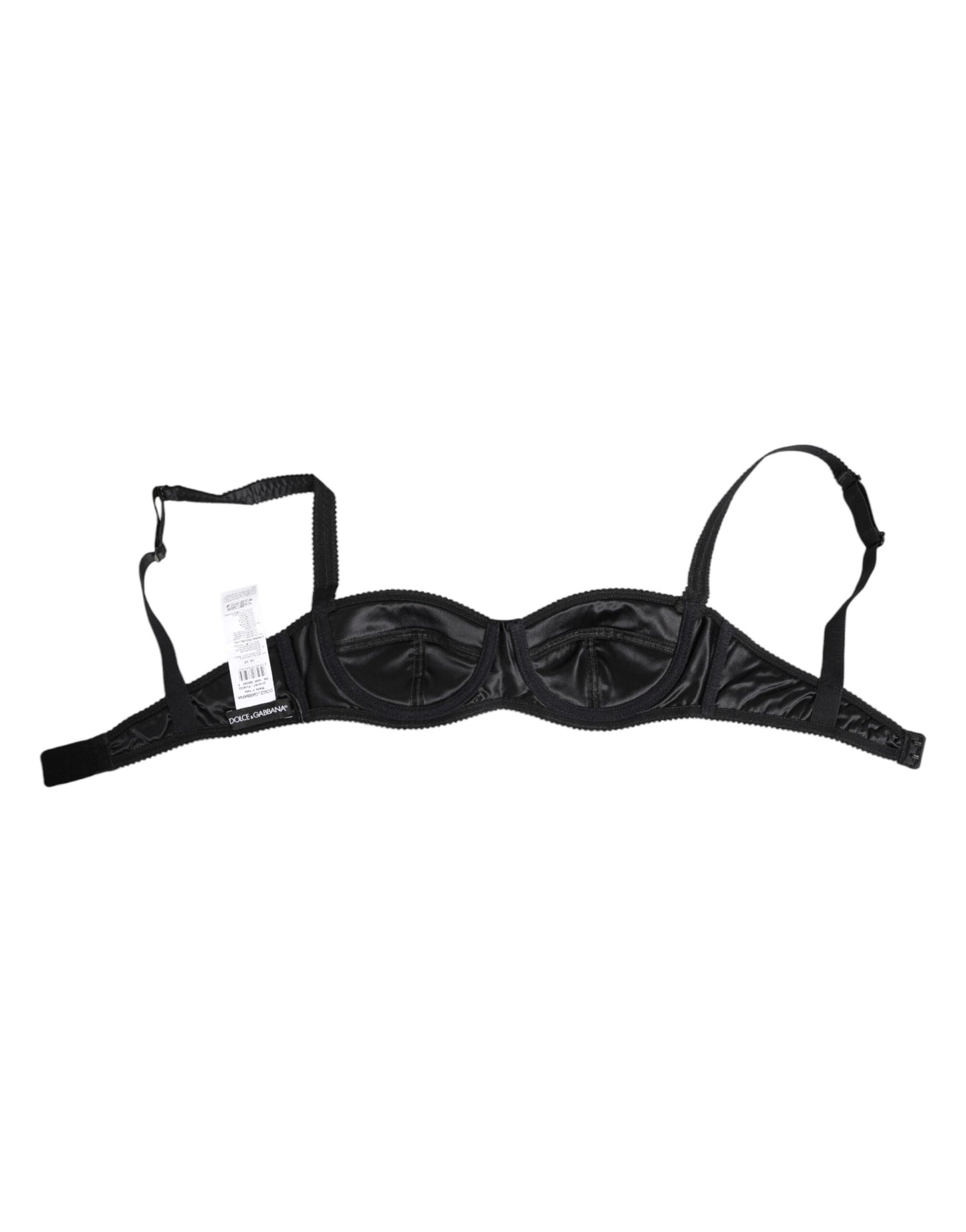 Dolce & Gabbana Black Silk Satin Wireless Lingerie Bra Underwear Dolce & Gabbana
