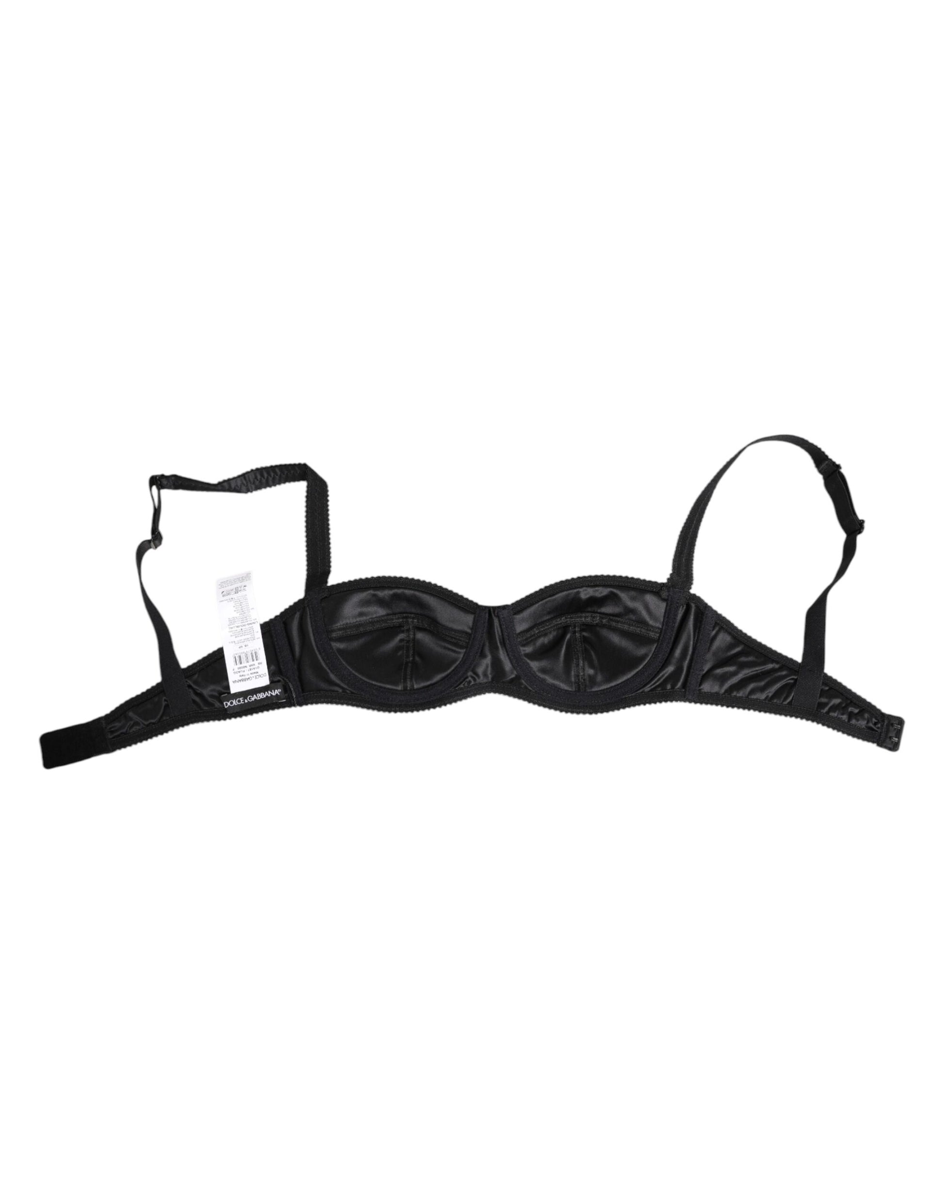 Dolce & Gabbana Black Silk Satin Wireless Lingerie Bra Underwear Dolce & Gabbana