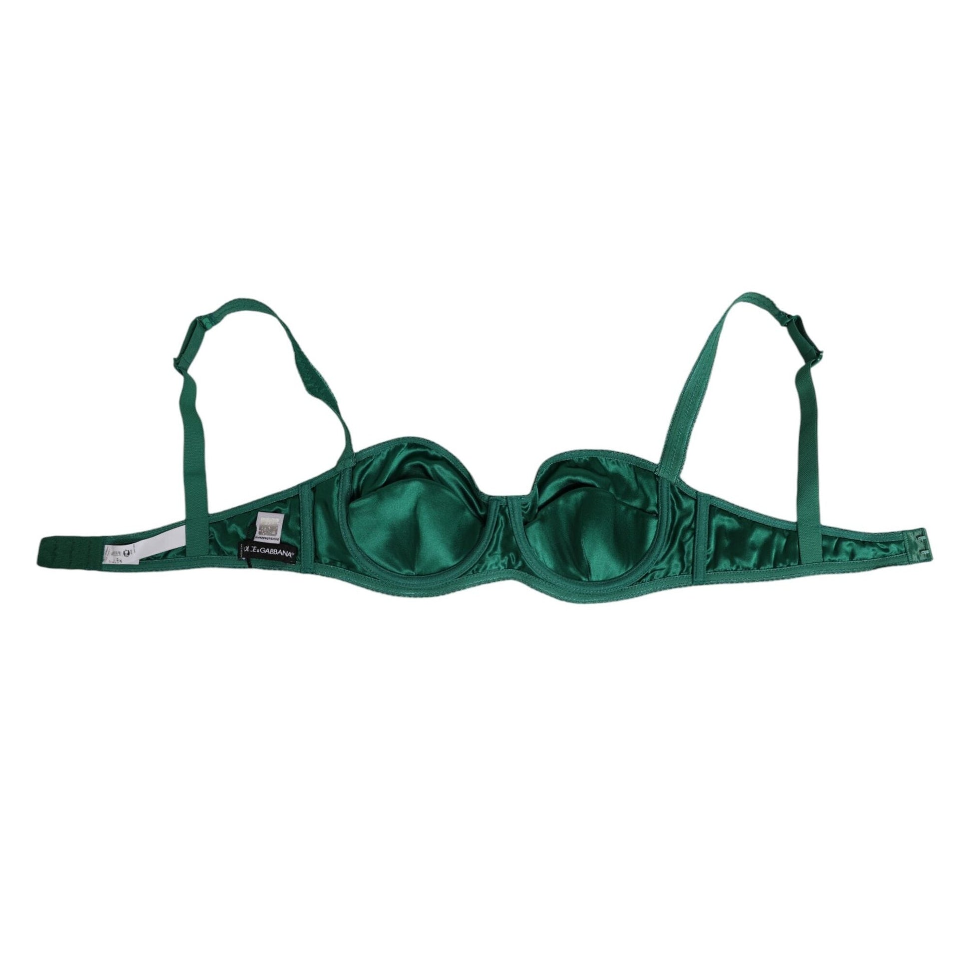 Dolce & Gabbana Green Satin Semi-Padded Underwire Musk Underwear