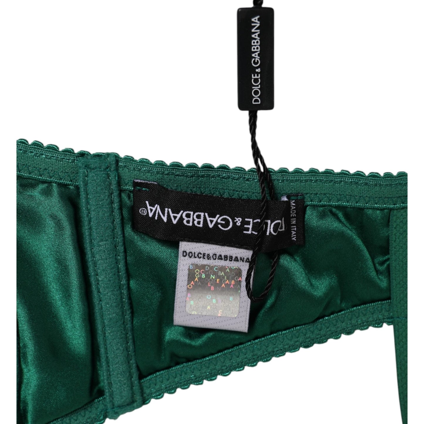 Dolce & Gabbana Green Satin Semi-Padded Underwire Musk Underwear