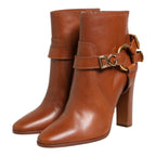 Dolce & Gabbana Brown Leather DG Logo Buckle Ankle Boots Shoes Dolce & Gabbana