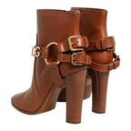 Dolce & Gabbana Brown Leather DG Logo Buckle Ankle Boots Shoes Dolce & Gabbana
