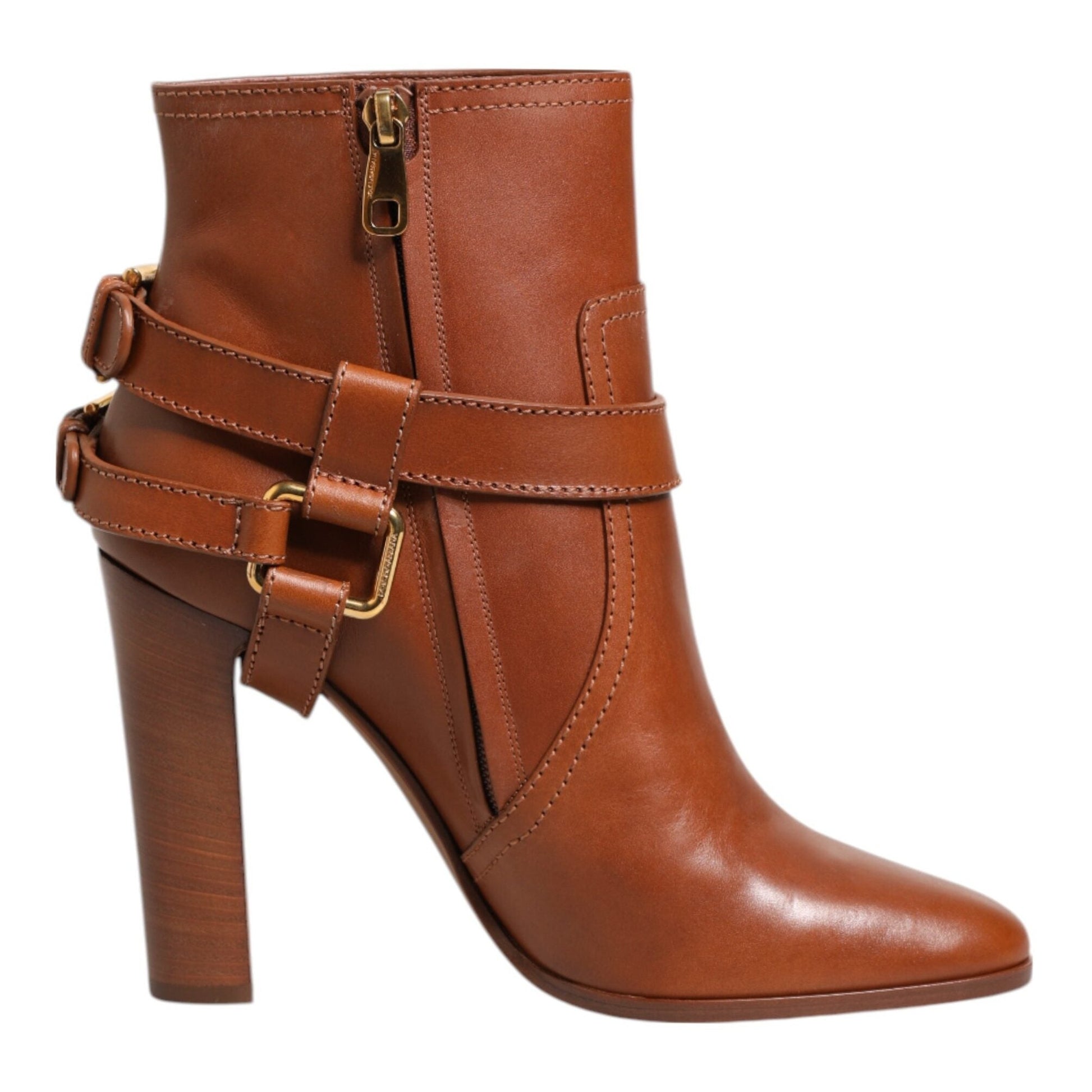 Dolce & Gabbana Brown Leather DG Logo Buckle Ankle Boots Shoes Dolce & Gabbana