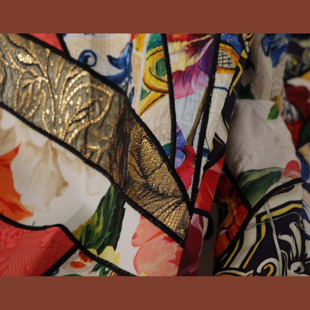 Dolce & Gabbana Multicolor Patchwork Jacquard High Waist Pants