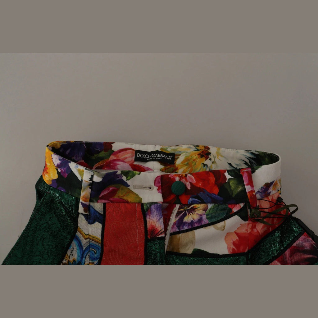 Dolce & Gabbana Multicolor Patchwork Jacquard High Waist Pants