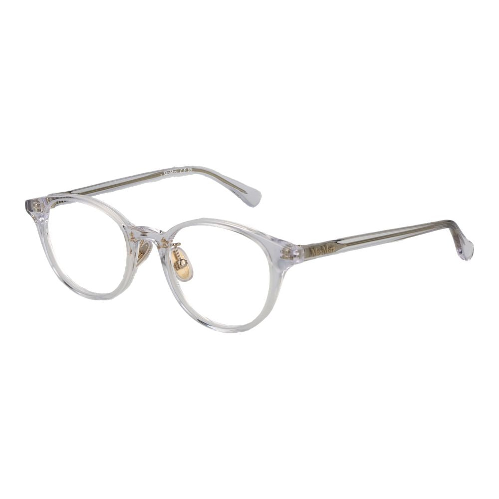 Max Mara transparent acetate eyeglass frames with clear lenses, stylish and lightweight for a modern, sophisticated look.