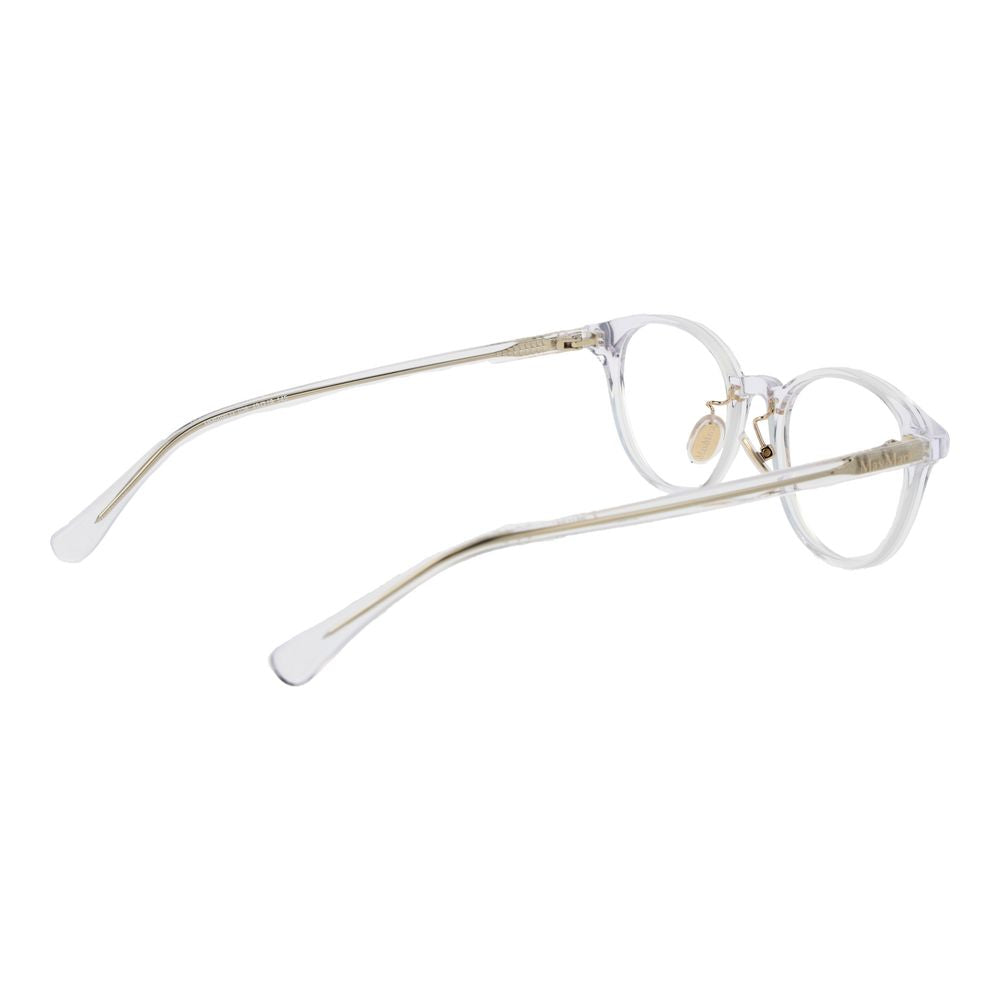 Max Mara transparent acetate eyeglass frames with clear lenses, stylish and lightweight for a modern, sophisticated look.