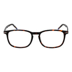Hugo Boss brown acetate glasses frames with a stylish rectangular design, featuring clear lenses and a sleek, modern look.