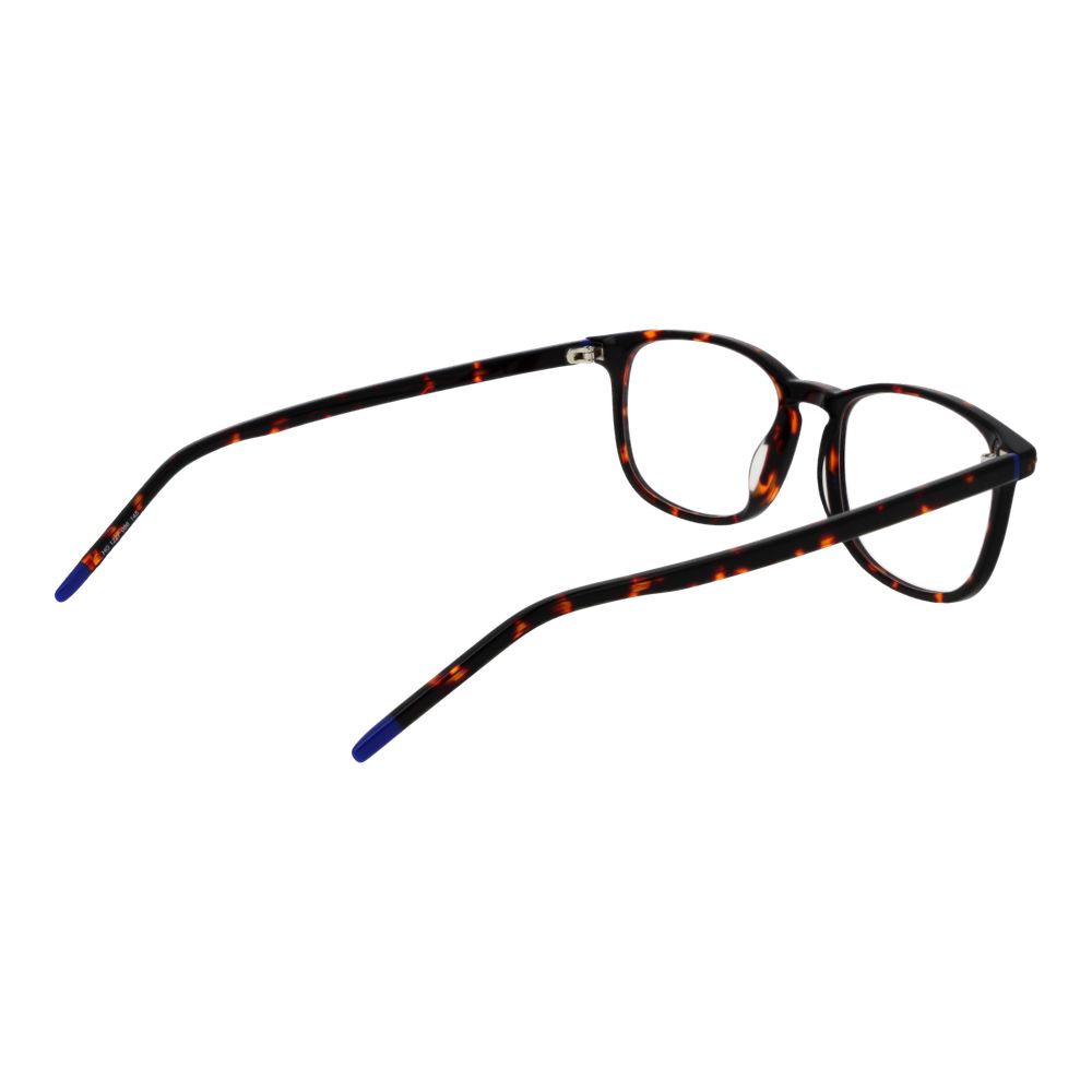 Hugo Boss brown acetate eyeglass frames with classic design and clear lenses for stylish vision correction.