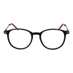 Hugo Boss black acetate glasses frames with sleek design, featuring rectangular lenses and subtle branding on the temples.