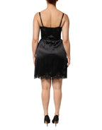 Dolce & Gabbana Black Silk Blend Lace Trim Sleeveless Mini Dress - Eljoys Fashion 