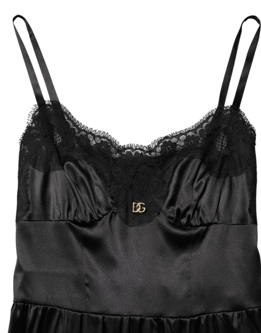 Dolce & Gabbana Black Silk Blend Lace Trim Sleeveless Mini Dress - Eljoys Fashion 