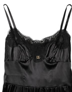 Dolce & Gabbana Black Silk Blend Lace Trim Sleeveless Mini Dress - Eljoys Fashion 