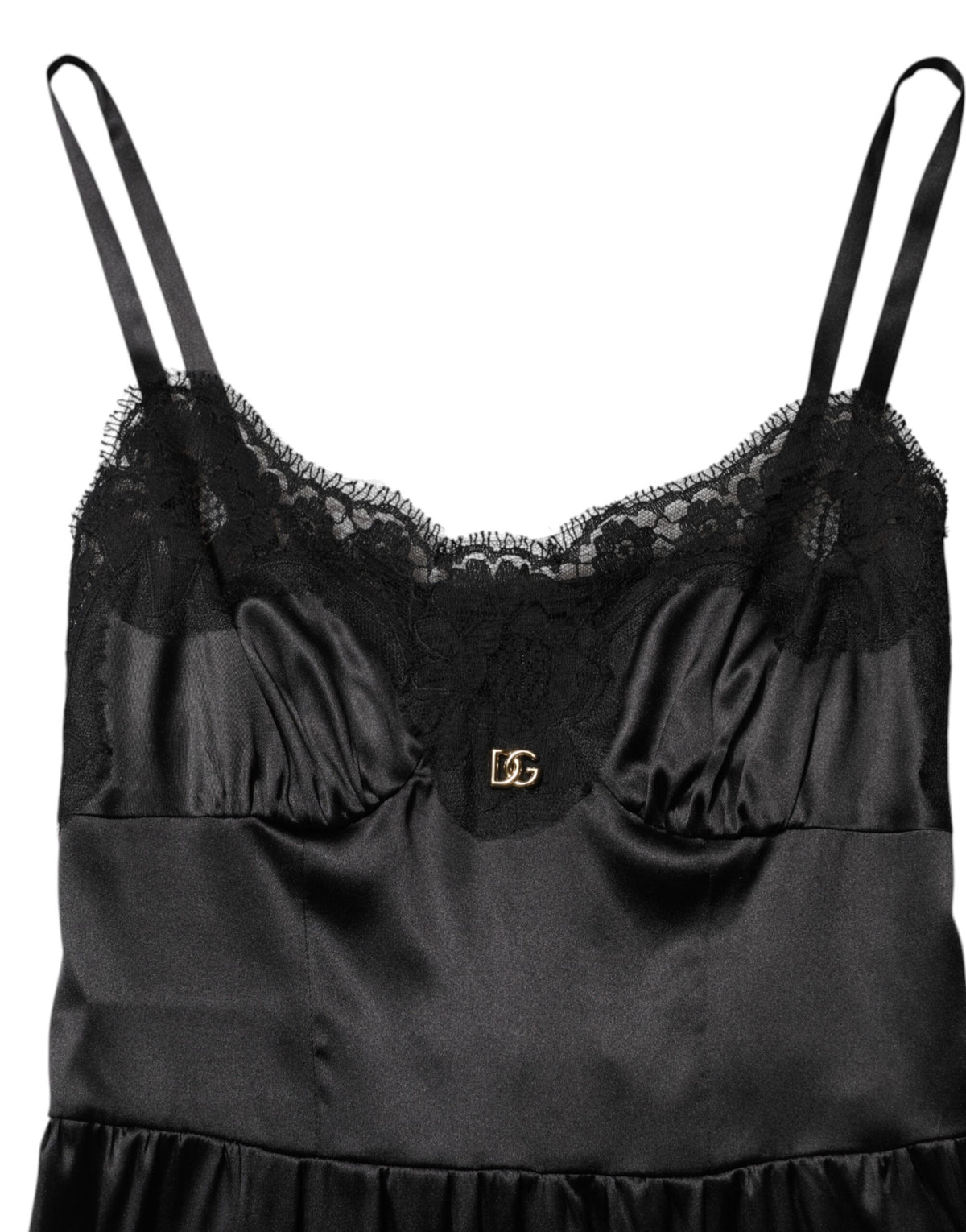 Dolce & Gabbana Black Silk Blend Lace Trim Sleeveless Mini Dress - Eljoys Fashion 