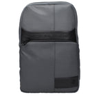 Gray fabric Piquadro crossbody bag with adjustable strap and sleek design, ideal for everyday use.