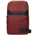 Red fabric Piquadro crossbody bag with adjustable strap and zippered compartments, designed for everyday use.