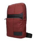 Red fabric Piquadro crossbody bag with adjustable strap and sleek design, ideal for everyday use.