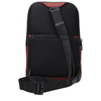 Piquadro red fabric crossbody bag with adjustable strap and multiple compartments, designed for everyday use.
