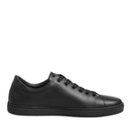 Dolce & Gabbana Black Leather Crystal Heart Low Top Sneakers Shoes