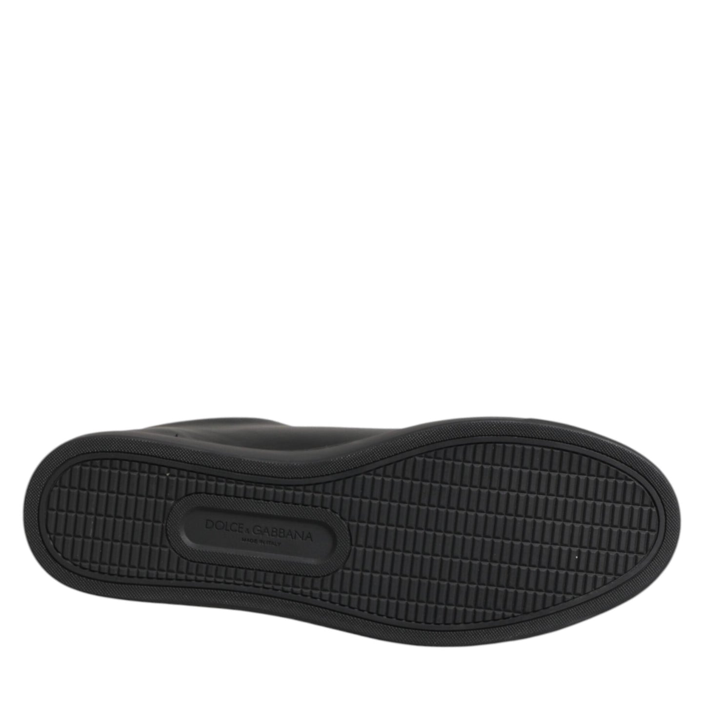 Dolce & Gabbana Black Leather Crystal Heart Low Top Sneakers Shoes