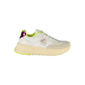 White Blauer women's polyurethane sneakers with sleek design and lace-up closure, versatile for casual wear.