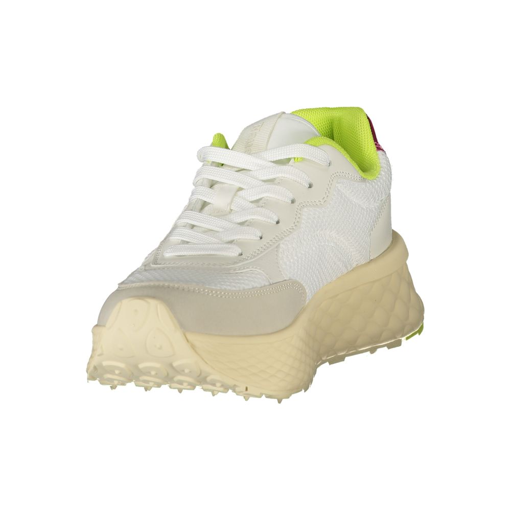 White polyurethane women's sneaker by Blauer featuring a sleek design and comfortable fit.