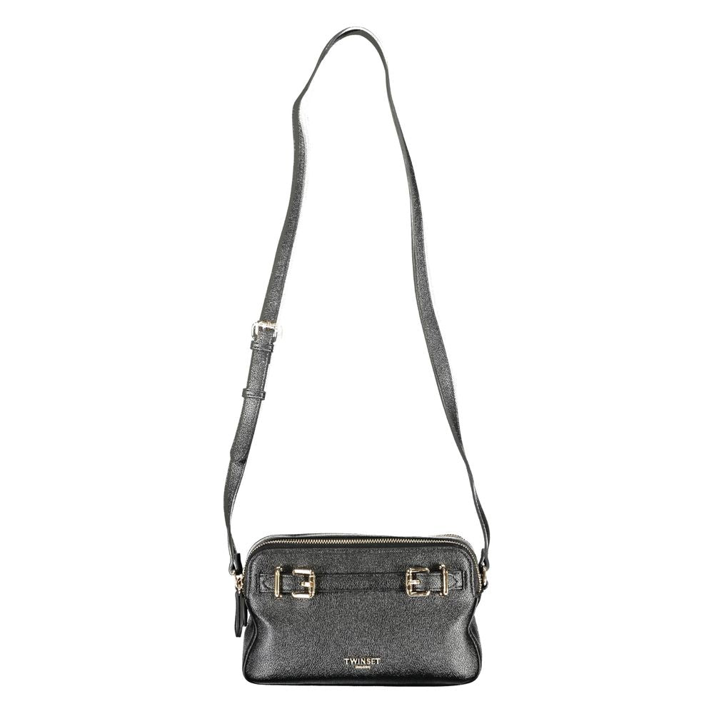 Twinset Nero polyurethane women’s handbag with sleek design and adjustable strap, stylish accessory for everyday use.