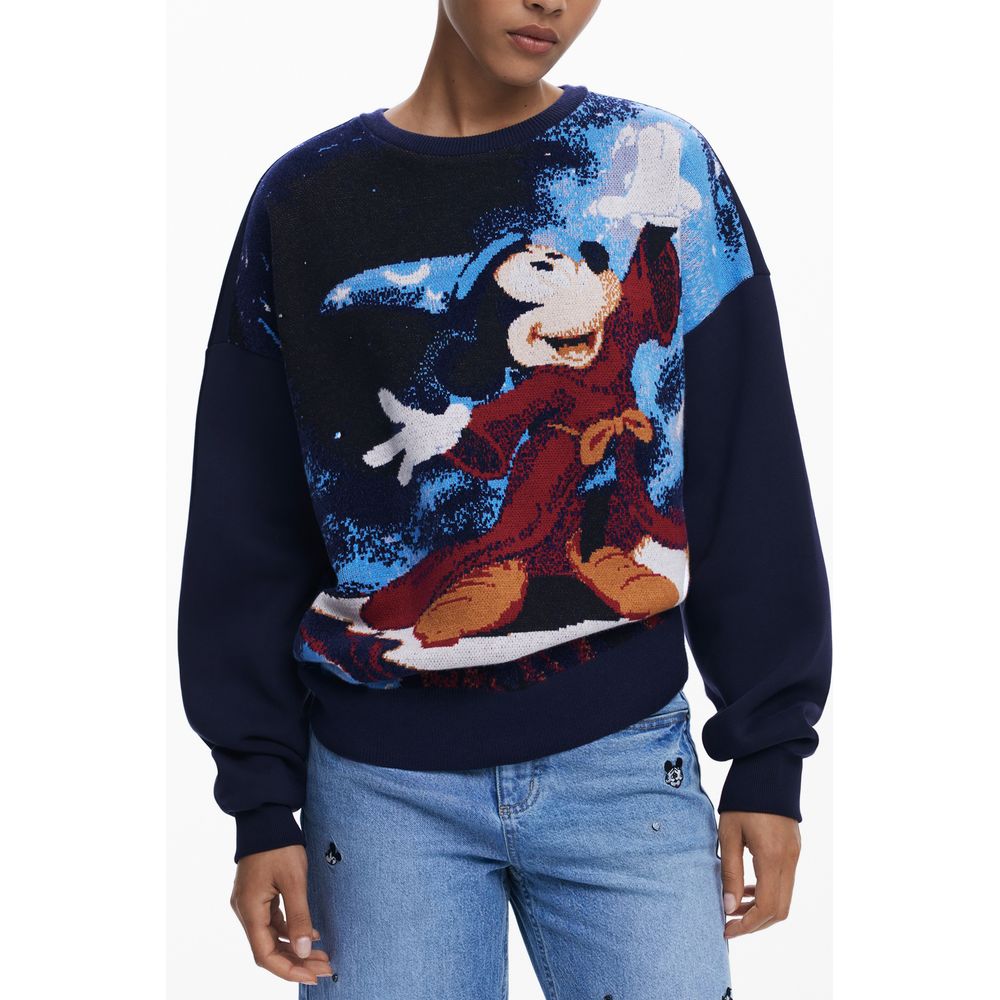 Desigual Blu Cotton Women Sweatshirt - Eljoys Fashion 