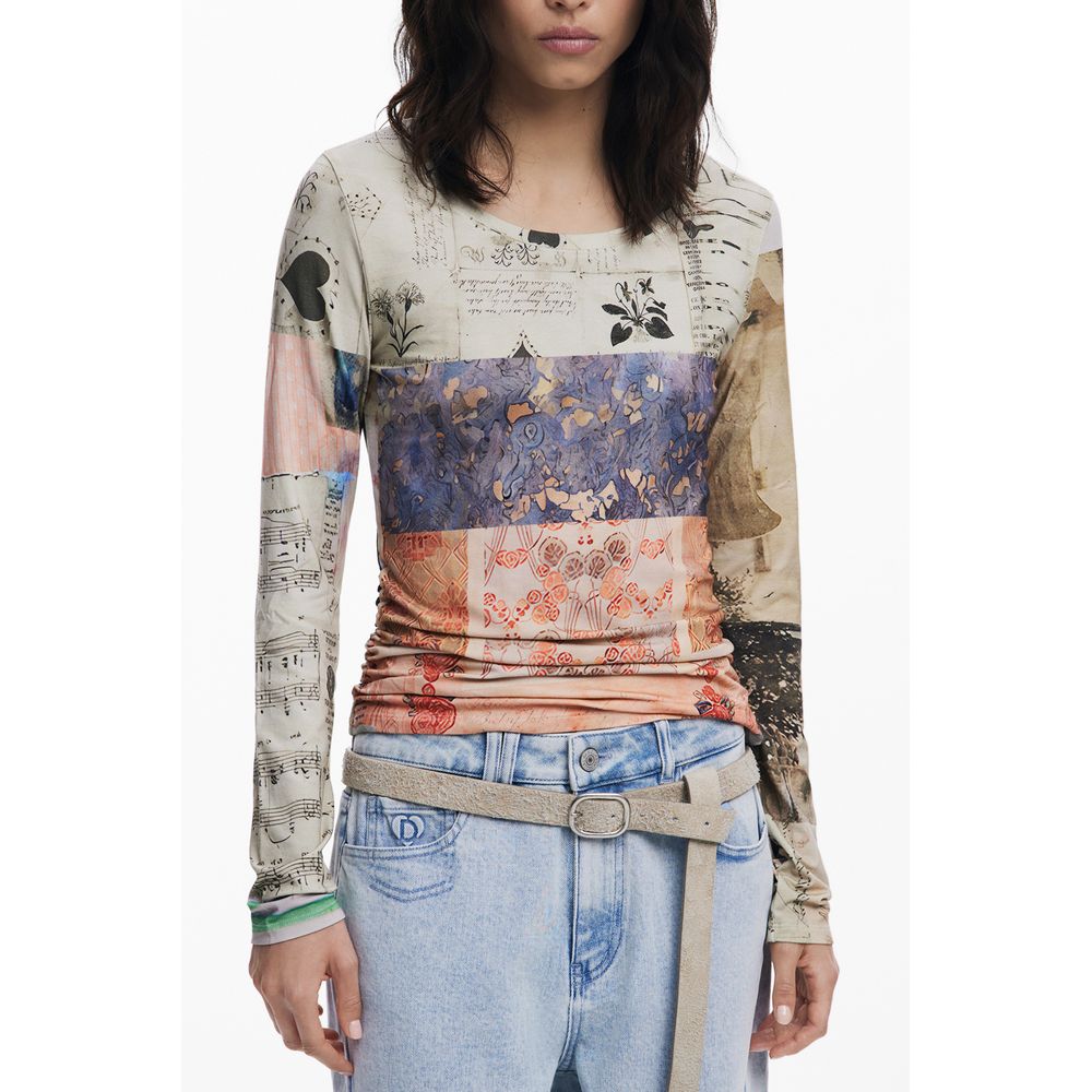 Desigual Beige Viscose Women T-Shirt Desigual