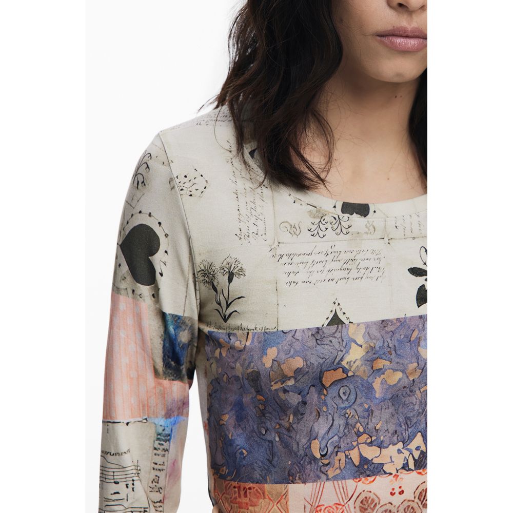 Desigual Beige Viscose Women T-Shirt Desigual