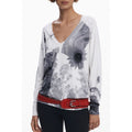 Desigual white viscosa women's jersey top with a relaxed fit and casual style, shown on a plain background.