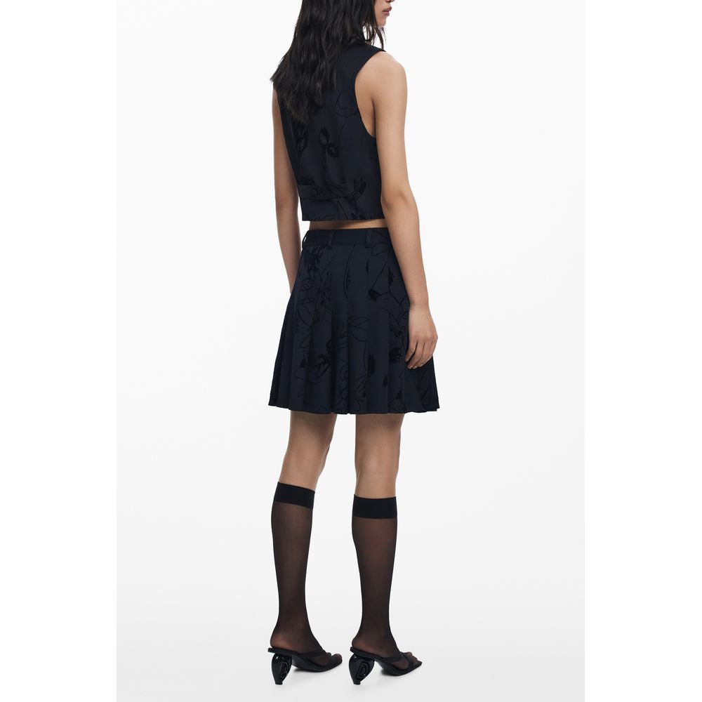 Black polyester women’s skirt by Desigual, featuring a stylish design and fit, displayed on a plain background.
