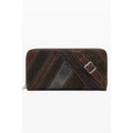 Desigual brown polyurethane women’s wallet with multiple card slots and secure zipper closure.