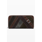 Desigual brown polyurethane women’s wallet with multiple card slots and secure zipper closure.