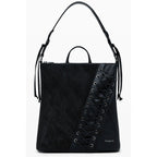 Desigual Bronzo polyurethane women’s handbag featuring a structured design and gold-tone hardware on a neutral background.