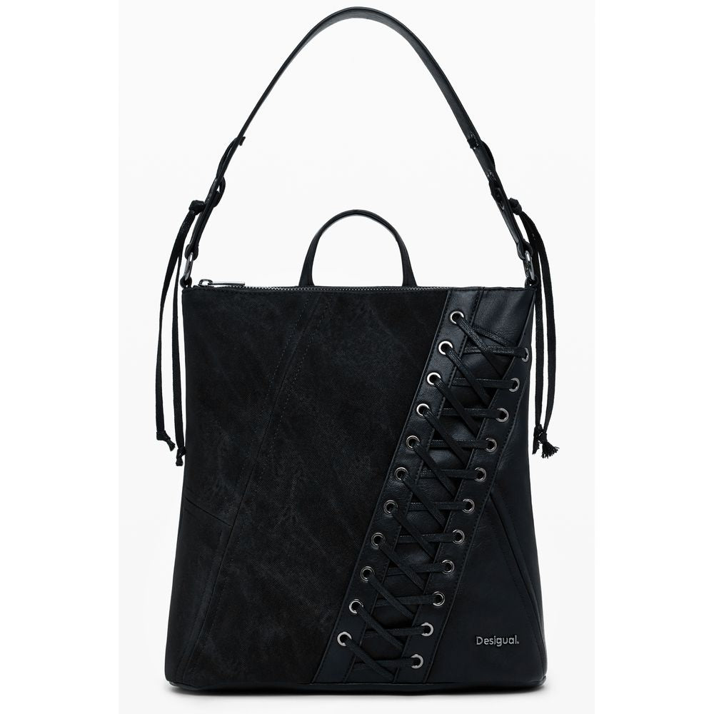 Desigual Bronzo polyurethane women’s handbag featuring a structured design and gold-tone hardware on a neutral background.