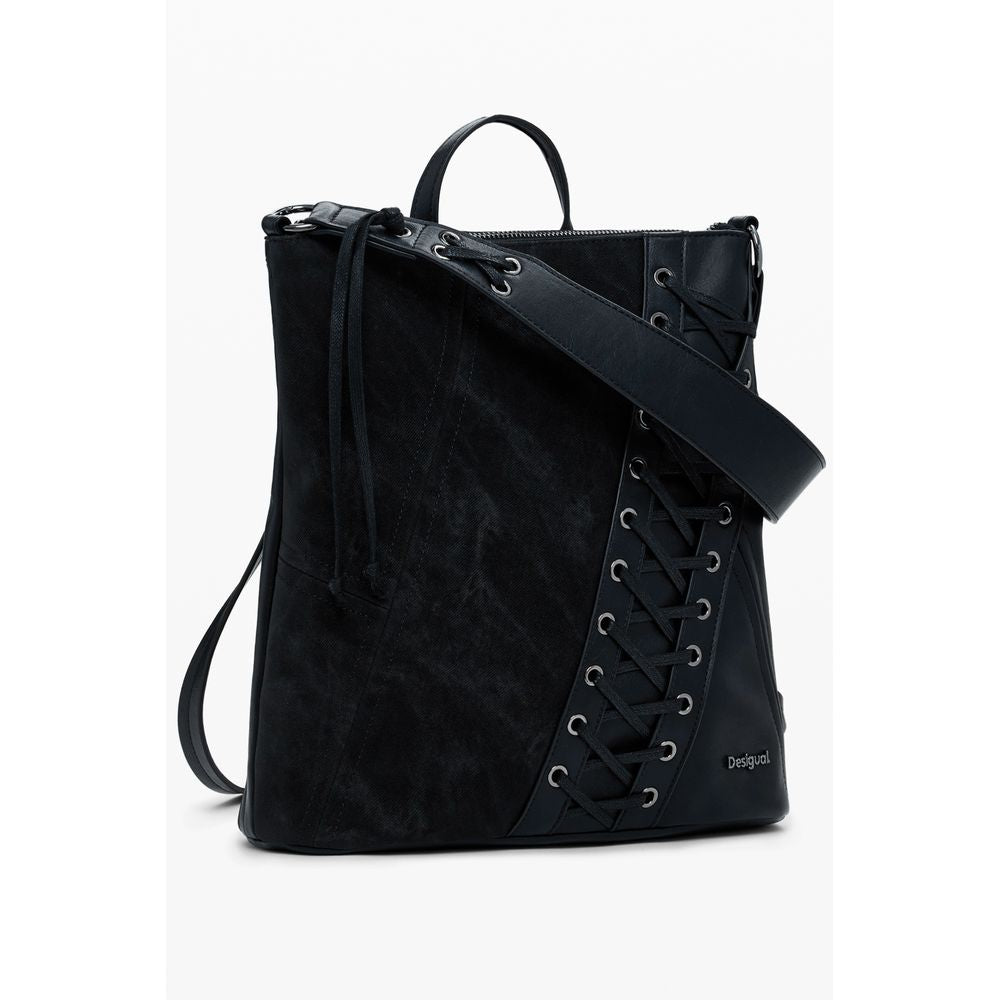Desigual Bronzo polyurethane handbag for women, featuring a stylish design with textured surface and top handles.