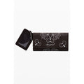 Desigual women's brown polyurethane wallet with textured design, featuring multiple card slots and a zip coin pocket.