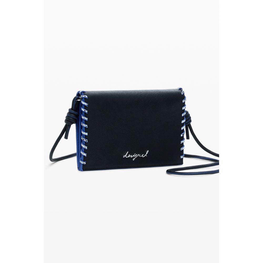 Desigual Nero poliuretano women's wallet with multiple card slots and zip coin compartment, black synthetic leather design.