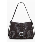 Desigual brown polyurethane women's handbag with textured design and shoulder strap, stylish and functional accessory.