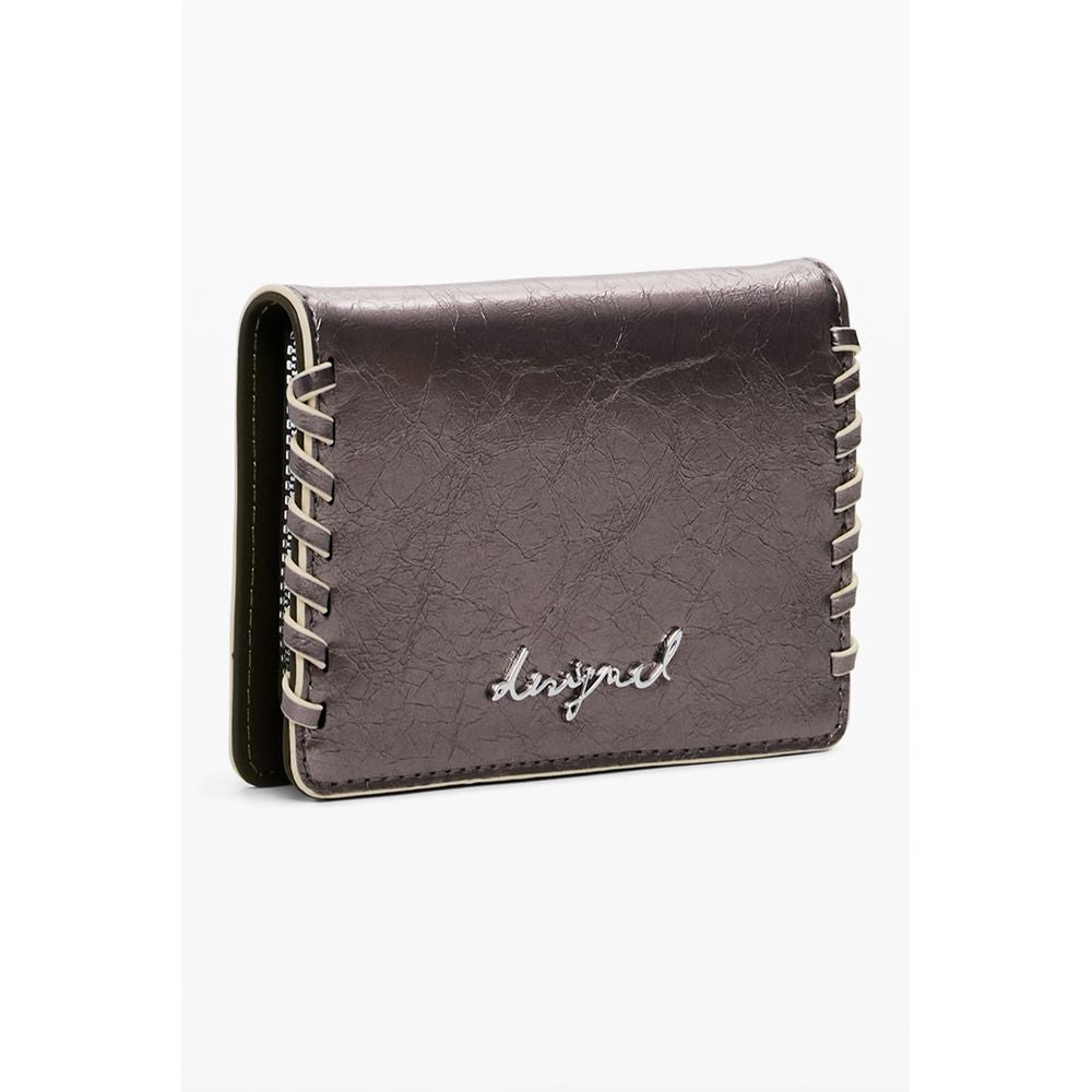 Desigual Bronzo polyurethane women’s wallet with multiple card slots and zippered coin pocket, stylish and functional accessory.