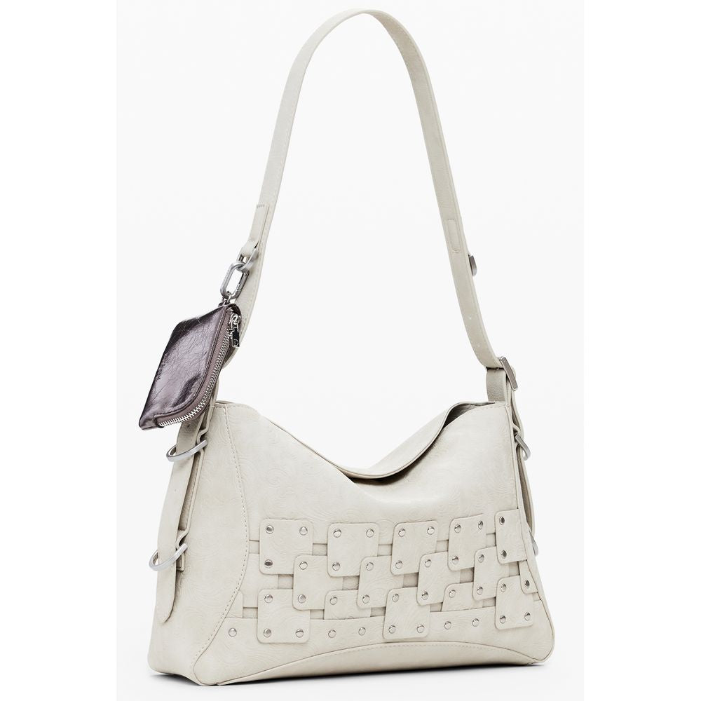Desigual beige polyurethane women's bag with adjustable strap and stylish design, perfect for casual or chic outfits.