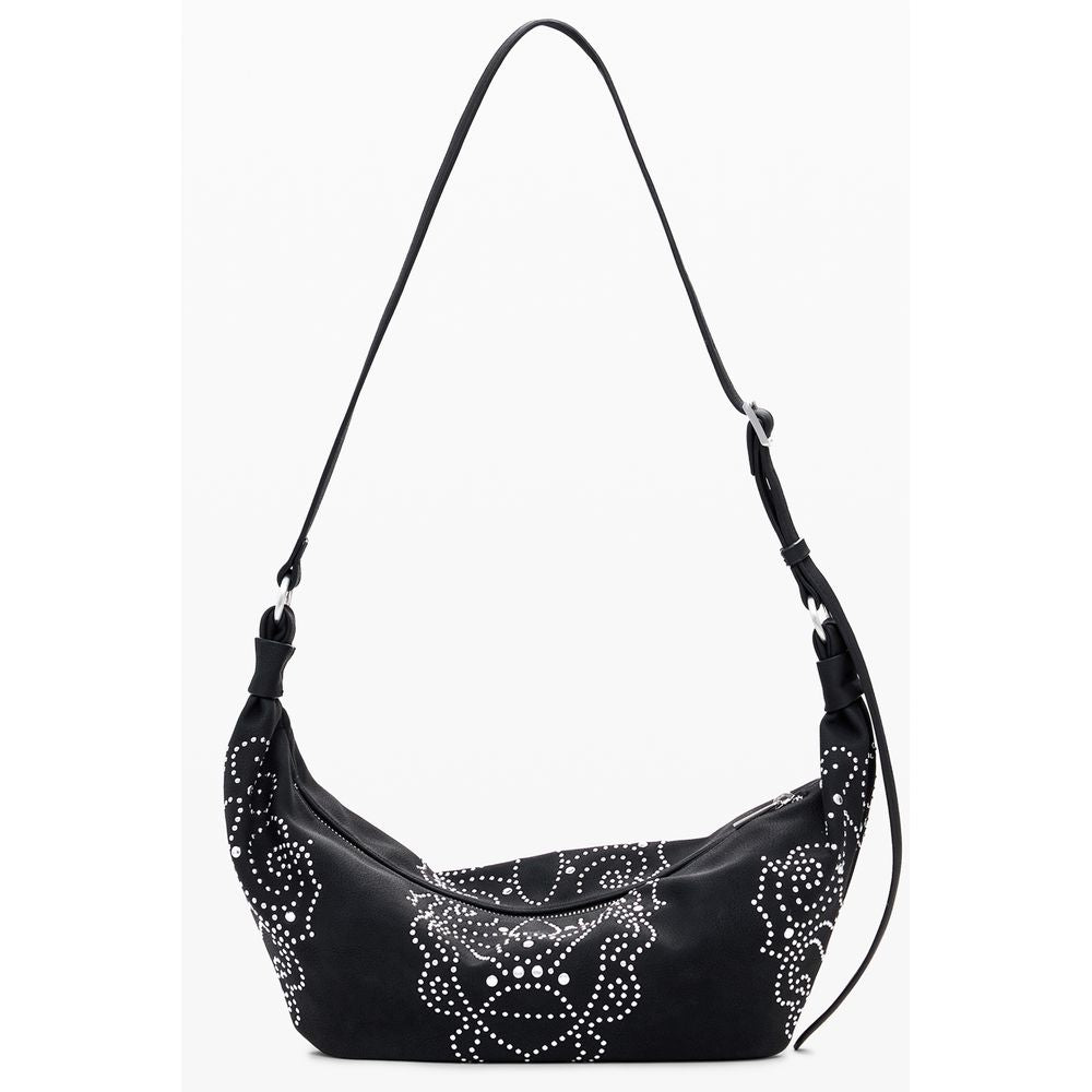 Desigual Nero polyurethane women's handbag with textured surface and stylish design, featuring a top handle and spacious interior.