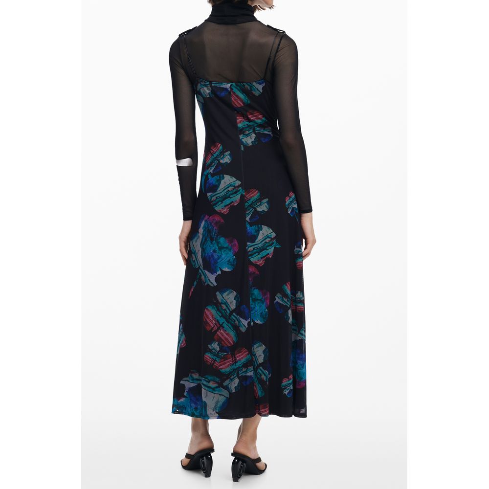 Desigual Nero polyester woman dress featuring a stylish design, perfect for casual or semi-formal occasions.