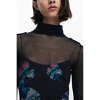 Desigual Nero polyester woman dress featuring a stylish, modern design with a fitted silhouette and vibrant pattern.